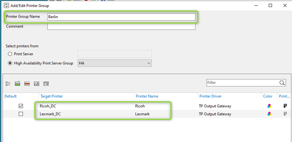 Assign printers to specific groups for streamlined print management.